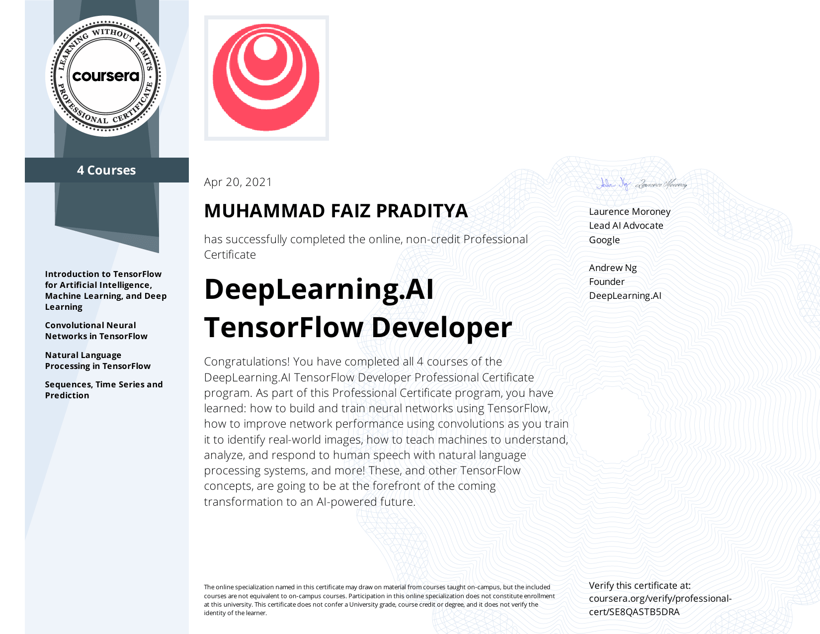 My certificate