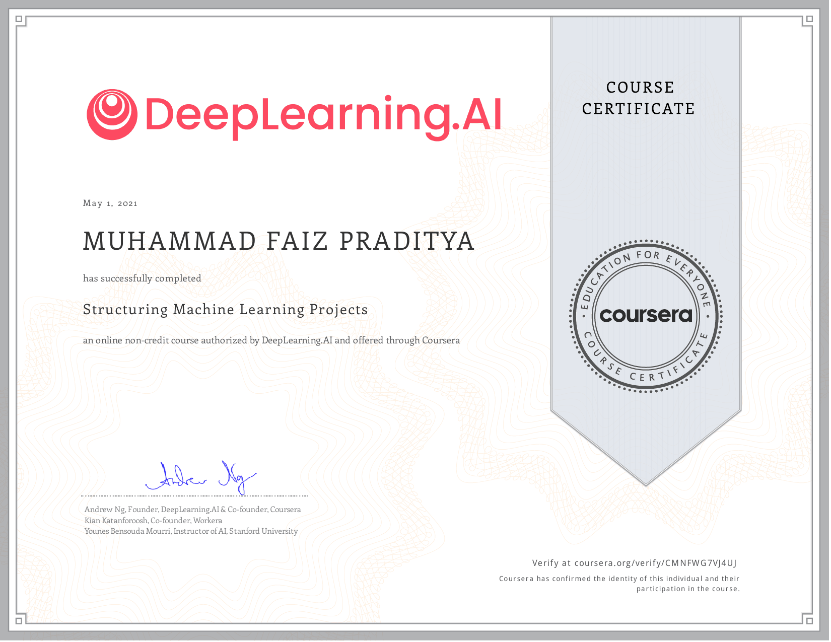 My certificate