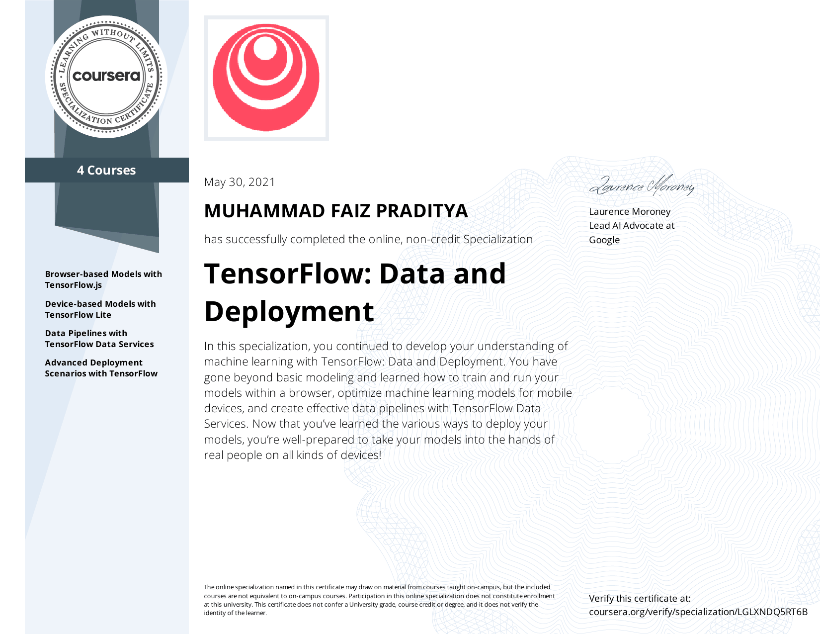 My certificate