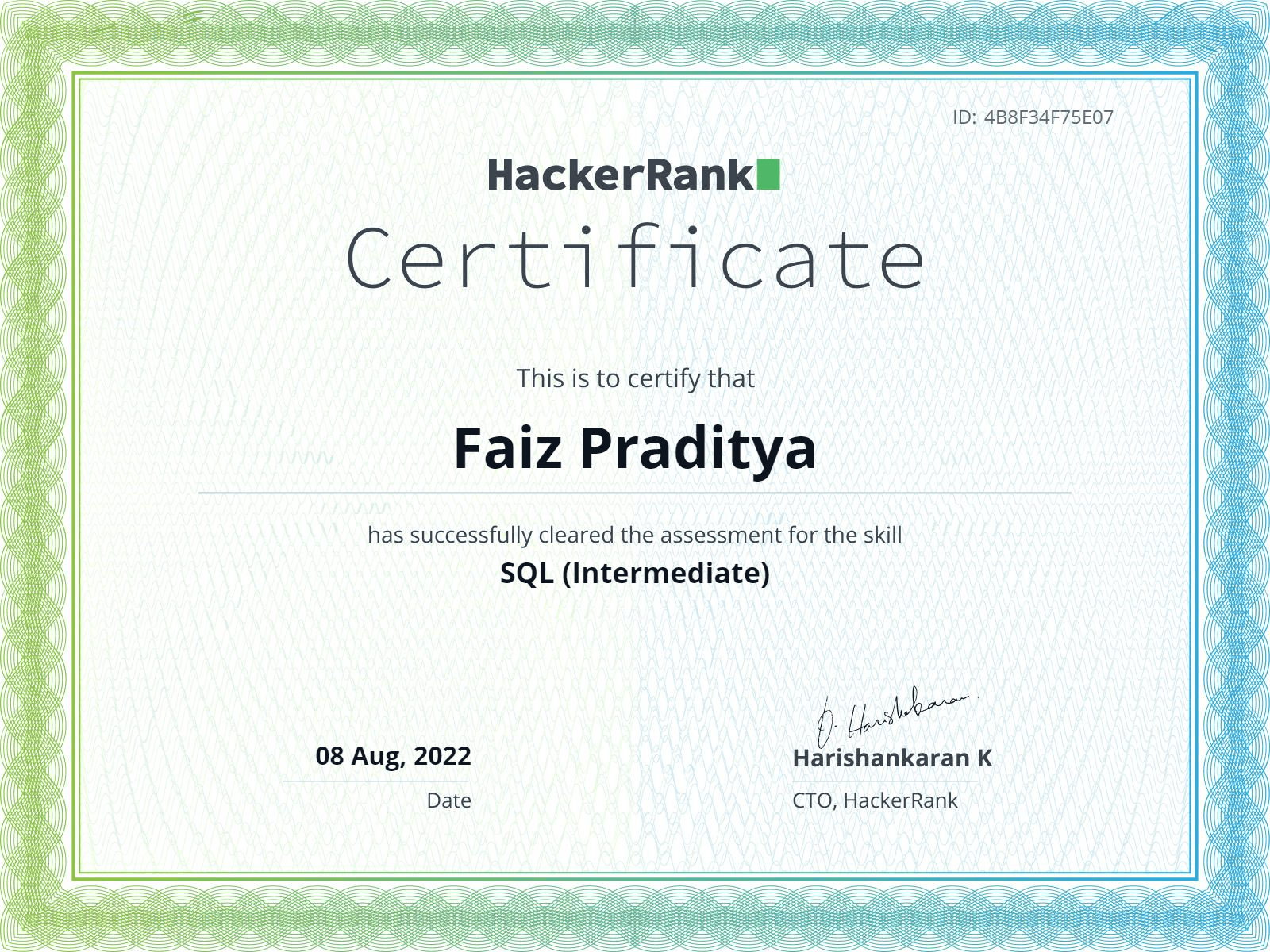 My certificate