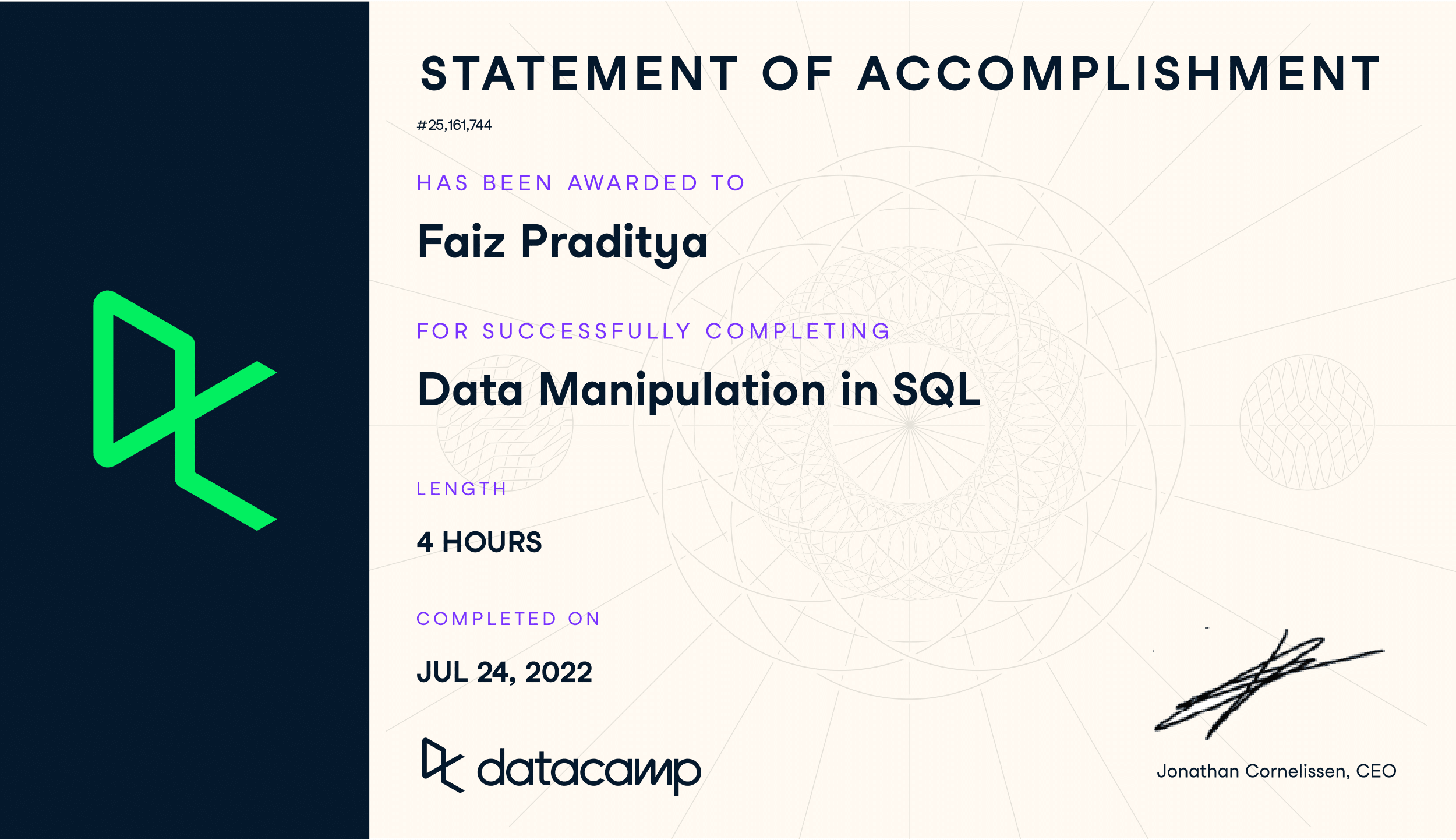 My certificate