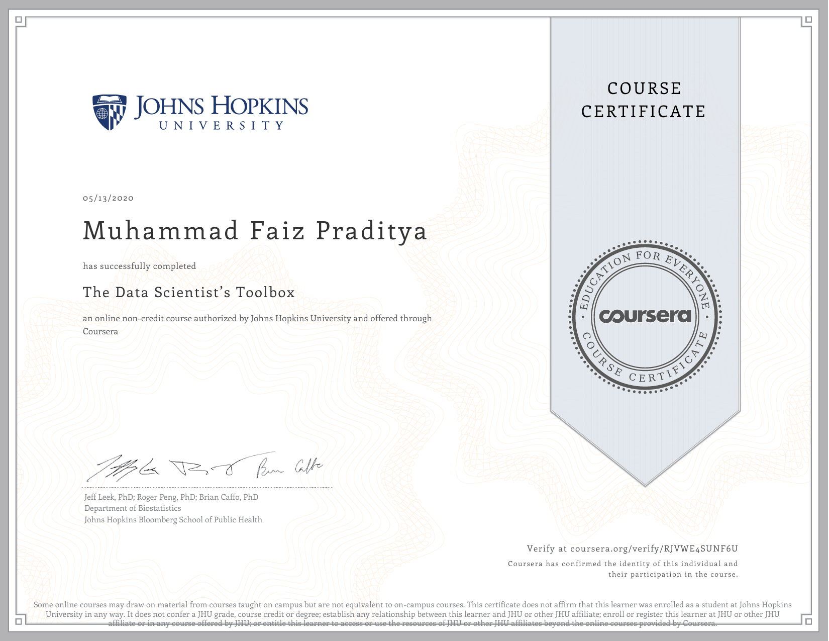 My certificate